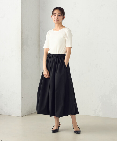 COMME CA ISM(コムサイズム)の「【アンサンブル対応】クロップド丈 リブTシャツ(Tシャツ/カットソー・レディース・アイボリー/マスタード/チャコール/ライトグレー・MEDIUM/LARGE)」の6枚目の写真