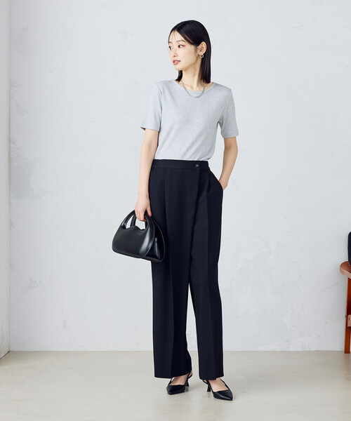 COMME CA ISM(コムサイズム)の「【アンサンブル対応】クロップド丈 リブTシャツ(Tシャツ/カットソー・レディース・アイボリー/マスタード/チャコール/ライトグレー・MEDIUM/LARGE)」の7枚目の写真