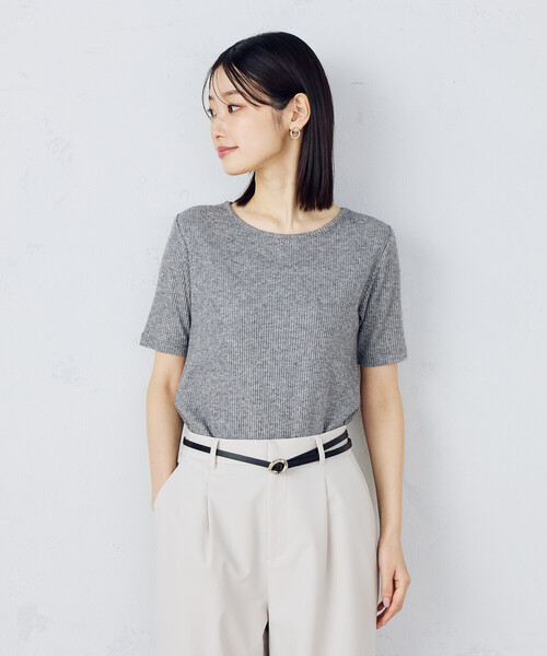 COMME CA ISM(コムサイズム)の「【アンサンブル対応】クロップド丈 リブTシャツ(Tシャツ/カットソー・レディース・アイボリー/マスタード/チャコール/ライトグレー・MEDIUM/LARGE)」の11枚目の写真