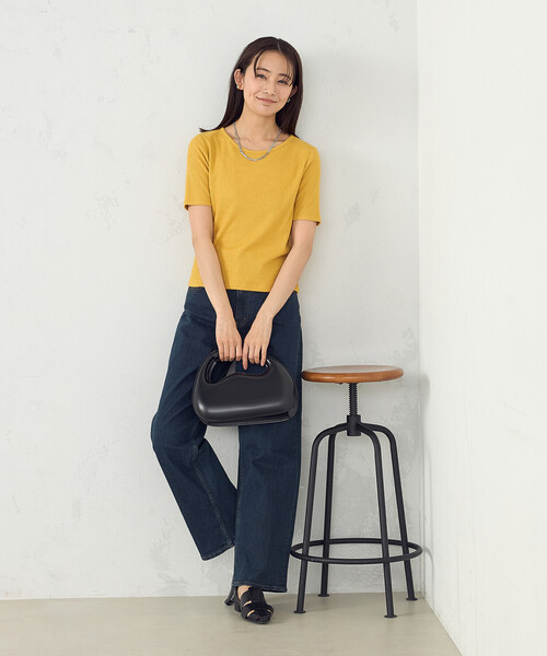 COMME CA ISM(コムサイズム)の「【アンサンブル対応】クロップド丈 リブTシャツ(Tシャツ/カットソー・レディース・アイボリー/マスタード/チャコール/ライトグレー・MEDIUM/LARGE)」の13枚目の写真