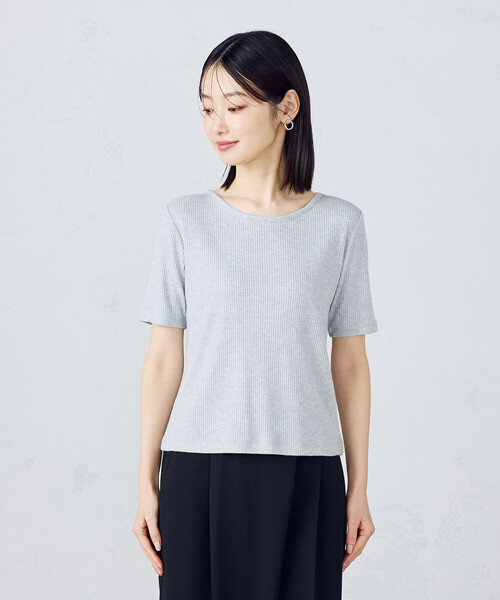 COMME CA ISM(コムサイズム)の「【アンサンブル対応】クロップド丈 リブTシャツ(Tシャツ/カットソー・レディース・アイボリー/マスタード/チャコール/ライトグレー・MEDIUM/LARGE)」の15枚目の写真