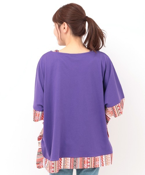 チチカカ(チチカカ)の「柄切替スクエアポンチョ(Tシャツ/カットソー・レディース・ブラック/イエロー/オレンジ/パープル・FREE)」の14枚目の写真