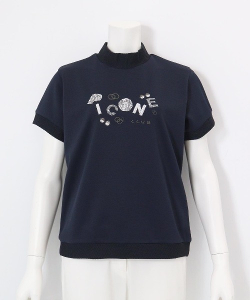 Picone CLUB(ピッコーネクラブ)の「スパンコール刺繍ハイネックプルオーバー(Tシャツ/カットソー・レディース・ベージュ/ホワイト/ネイビー/イエロー・L/M/S)」の6枚目の写真