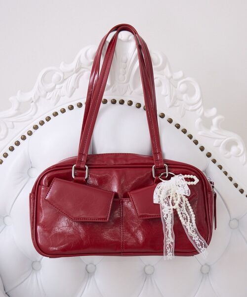 ems excite（エムズエキサイト）の「チャーム付きボストンバッグ（ボストンバッグ・レディース・レッド/ブラック/オフホワイト・ONE SIZE）」の15枚目の写真