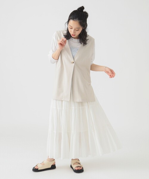B:MING by BEAMS（ビーミングバイビームス）の「【洗濯可】スムース カット ジレ（S～M）（ベスト・レディース・ホワイト系その他5/チャコールグレー/ブラック・MEDIUM/SMALL）」の4枚目の写真