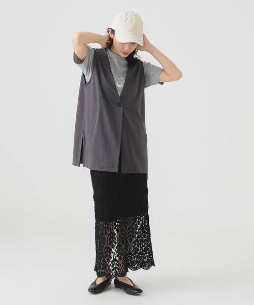 B:MING by BEAMS（ビーミングバイビームス）の「【洗濯可】スムース カット ジレ（S～M）（ベスト・レディース・ホワイト系その他5/チャコールグレー/ブラック・MEDIUM/SMALL）」の8枚目の写真