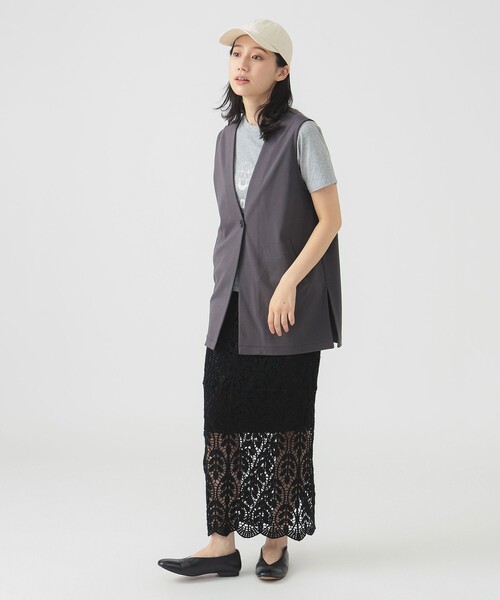 B:MING by BEAMS（ビーミングバイビームス）の「【洗濯可】スムース カット ジレ（S～M）（ベスト・レディース・ホワイト系その他5/チャコールグレー/ブラック・MEDIUM/SMALL）」の9枚目の写真