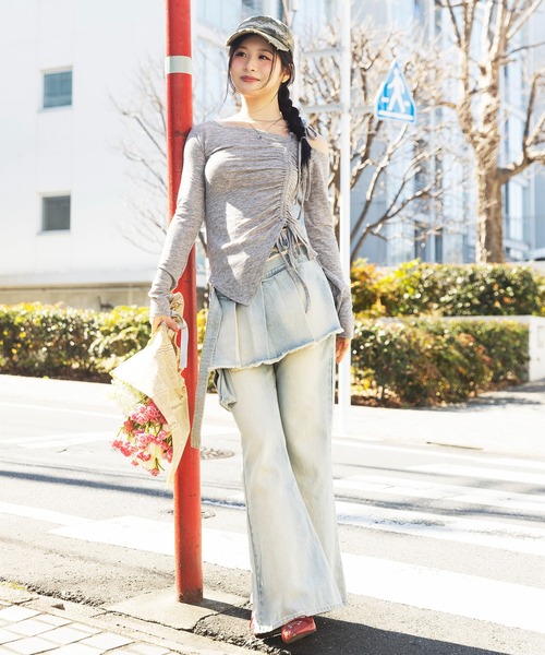 SPIRALGIRL（スパイラルガール）の「ワンショルダードロストリボントップス（Tシャツ/カットソー・レディース・ブラック/グレー/ピンク・FREE）」の10枚目の写真