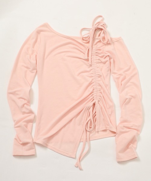 SPIRALGIRL（スパイラルガール）の「ワンショルダードロストリボントップス（Tシャツ/カットソー・レディース・ブラック/グレー/ピンク・FREE）」の15枚目の写真