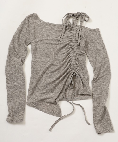 SPIRALGIRL（スパイラルガール）の「ワンショルダードロストリボントップス（Tシャツ/カットソー・レディース・ブラック/グレー/ピンク・FREE）」の14枚目の写真