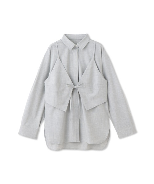 ketty(ケティ)の「梳毛合繊2ピースブラウス≪手洗い可能≫(シャツ/ブラウス・レディース・ベージュ/ブラウン/ライトグレー・M)」の4枚目の写真