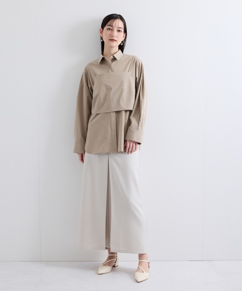 ketty(ケティ)の「梳毛合繊2ピースブラウス≪手洗い可能≫(シャツ/ブラウス・レディース・ベージュ/ブラウン/ライトグレー・M)」の18枚目の写真