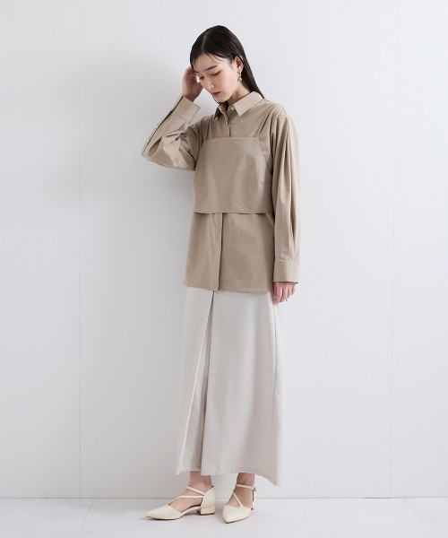 ketty(ケティ)の「梳毛合繊2ピースブラウス≪手洗い可能≫(シャツ/ブラウス・レディース・ベージュ/ブラウン/ライトグレー・M)」の19枚目の写真