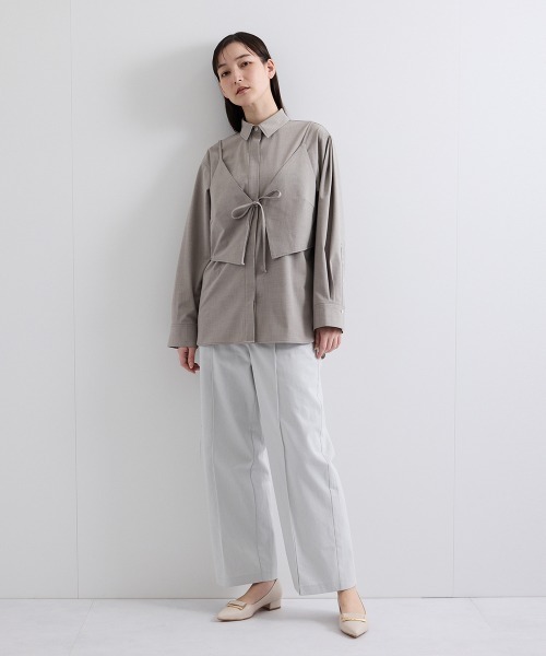 ketty(ケティ)の「梳毛合繊2ピースブラウス≪手洗い可能≫(シャツ/ブラウス・レディース・ベージュ/ブラウン/ライトグレー・M)」の22枚目の写真