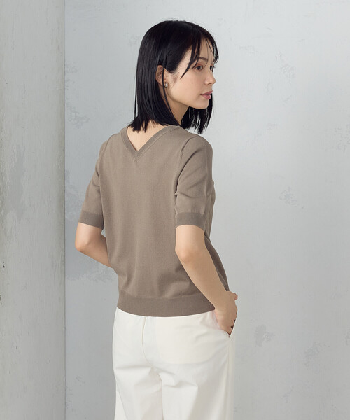 COMME CA ISM（コムサイズム）の「【ウォッシャブル・UVカット】2WAY５分袖ニット（ニット/セーター・レディース・ブラック/ホワイト/グリーン/モカ・MEDIUM/LARGE）」の3枚目の写真