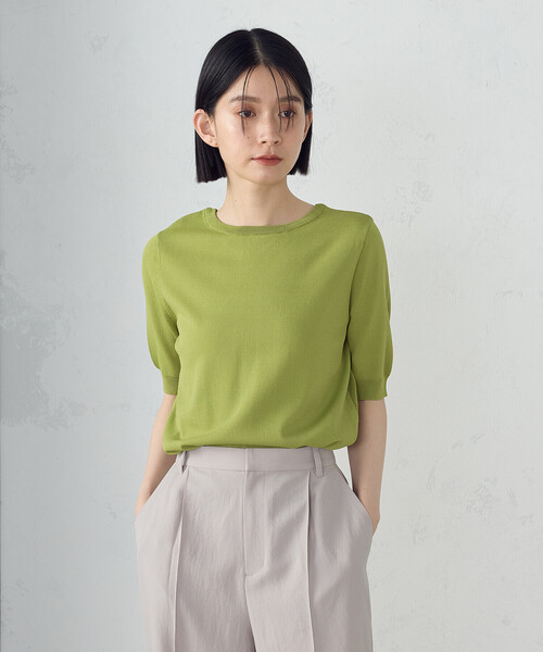 COMME CA ISM（コムサイズム）の「【ウォッシャブル・UVカット】2WAY５分袖ニット（ニット/セーター・レディース・ブラック/ホワイト/グリーン/モカ・MEDIUM/LARGE）」の18枚目の写真