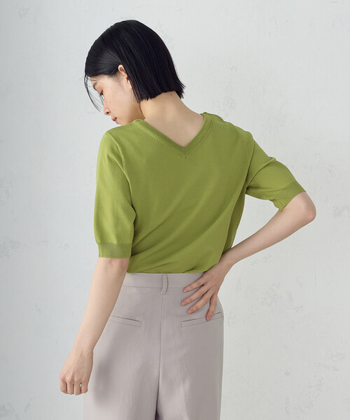 COMME CA ISM（コムサイズム）の「【ウォッシャブル・UVカット】2WAY５分袖ニット（ニット/セーター・レディース・ブラック/ホワイト/グリーン/モカ・MEDIUM/LARGE）」の17枚目の写真