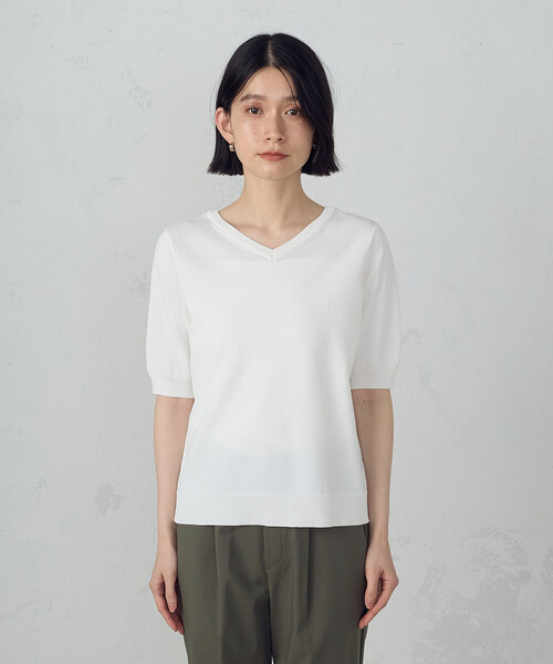 COMME CA ISM（コムサイズム）の「【ウォッシャブル・UVカット】2WAY５分袖ニット（ニット/セーター・レディース・ブラック/ホワイト/グリーン/モカ・MEDIUM/LARGE）」の16枚目の写真