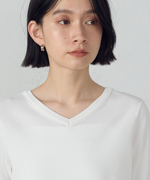 COMME CA ISM（コムサイズム）の「【ウォッシャブル・UVカット】2WAY５分袖ニット（ニット/セーター・レディース・ブラック/ホワイト/グリーン/モカ・MEDIUM/LARGE）」の13枚目の写真