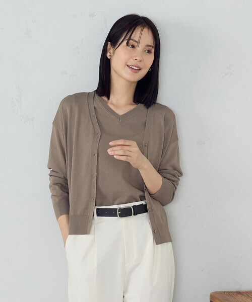 COMME CA ISM（コムサイズム）の「【ウォッシャブル・UVカット】2WAY５分袖ニット（ニット/セーター・レディース・ブラック/ホワイト/グリーン/モカ・MEDIUM/LARGE）」の6枚目の写真