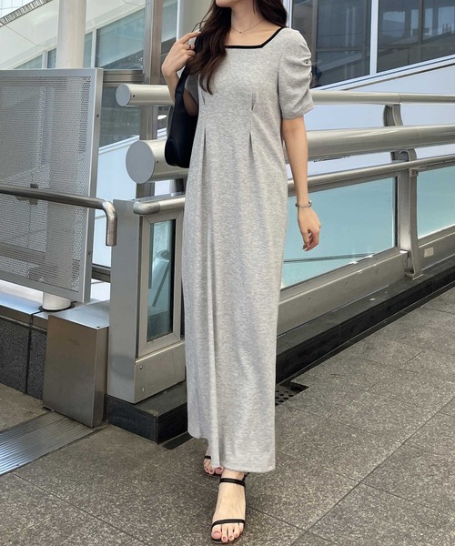 nelliy.(ネルリー)の「バックオープン配色リブワンピース(ワンピース・レディース・杢グレー/ブラック・LARGE/MEDIUM)」の17枚目の写真