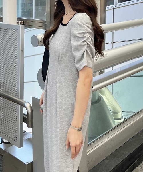 nelliy.(ネルリー)の「バックオープン配色リブワンピース(ワンピース・レディース・杢グレー/ブラック・LARGE/MEDIUM)」の14枚目の写真