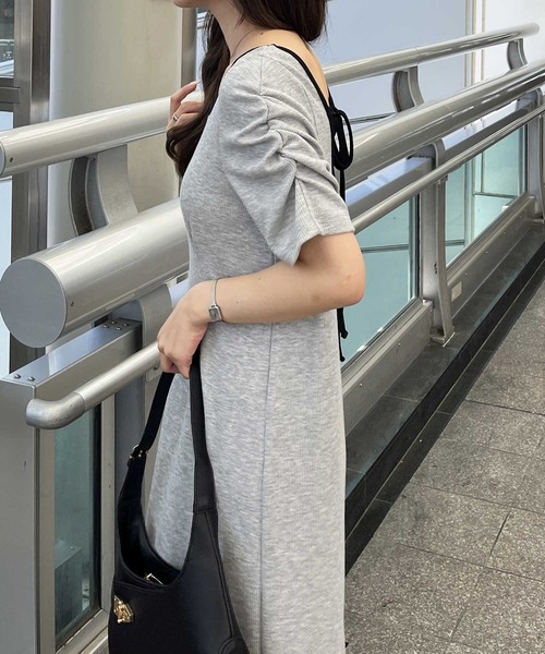 nelliy.(ネルリー)の「バックオープン配色リブワンピース(ワンピース・レディース・杢グレー/ブラック・LARGE/MEDIUM)」の12枚目の写真