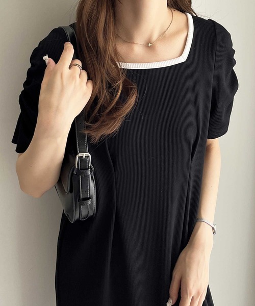 nelliy.(ネルリー)の「バックオープン配色リブワンピース(ワンピース・レディース・杢グレー/ブラック・LARGE/MEDIUM)」の9枚目の写真