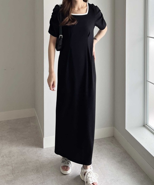 nelliy.(ネルリー)の「バックオープン配色リブワンピース(ワンピース・レディース・杢グレー/ブラック・LARGE/MEDIUM)」の20枚目の写真