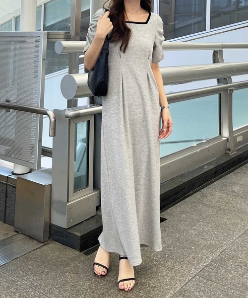 nelliy.(ネルリー)の「バックオープン配色リブワンピース(ワンピース・レディース・杢グレー/ブラック・LARGE/MEDIUM)」の21枚目の写真