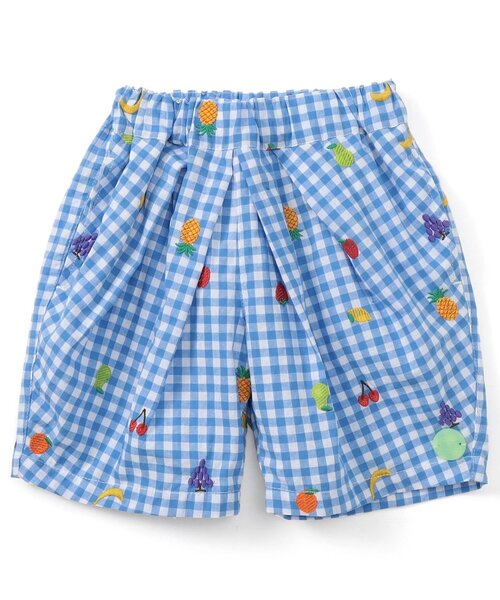 BIT'Z（ビッツ）の「フルーツとベジタブルの刺繍柄チェックパンツ（その他パンツ・キッズ・ブルー/グリーン/ピンク/レッド/パープル/イエロー・80/90/95/100/110/120）」の4枚目の写真