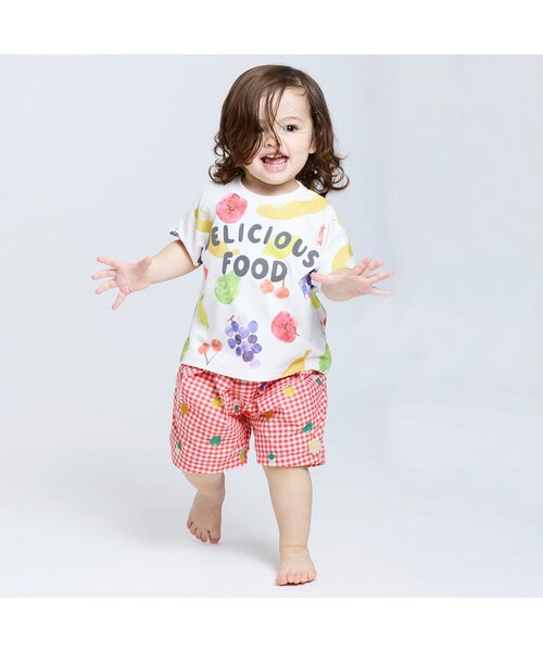 BIT'Z（ビッツ）の「フルーツとベジタブルの刺繍柄チェックパンツ（その他パンツ・キッズ・ブルー/グリーン/ピンク/レッド/パープル/イエロー・80/90/95/100/110/120）」の7枚目の写真