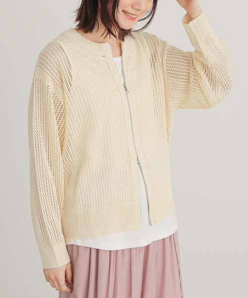 n'OrLABEL（ノアールレーベル）の「『ダブルジップ透かし編みニットカーディガン』（カーディガン/ボレロ・レディース・イエロー/ブラック/アイボリー/ブルー・2/1）」の9枚目の写真