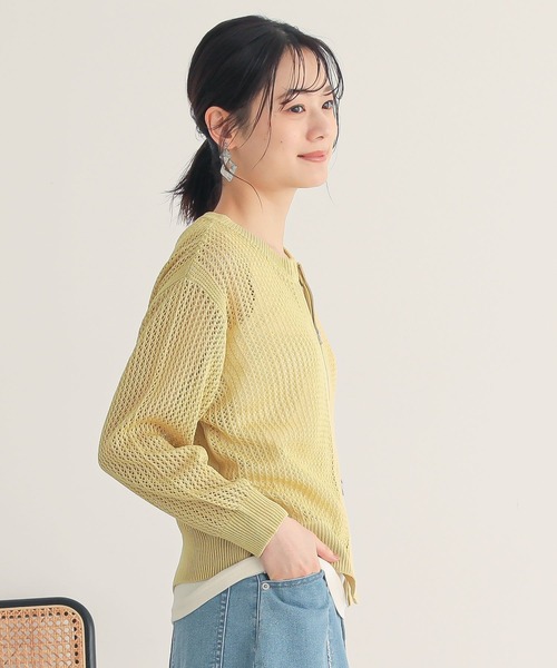 n'OrLABEL（ノアールレーベル）の「『ダブルジップ透かし編みニットカーディガン』（カーディガン/ボレロ・レディース・イエロー/ブラック/アイボリー/ブルー・2/1）」の6枚目の写真