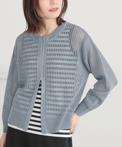 n'OrLABEL（ノアールレーベル）の「『ダブルジップ透かし編みニットカーディガン』（カーディガン/ボレロ・レディース・イエロー/ブラック/アイボリー/ブルー・2/1）」の21枚目の写真