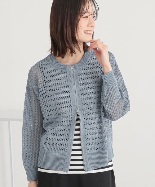 n'OrLABEL（ノアールレーベル）の「『ダブルジップ透かし編みニットカーディガン』（カーディガン/ボレロ・レディース・イエロー/ブラック/アイボリー/ブルー・2/1）」の22枚目の写真