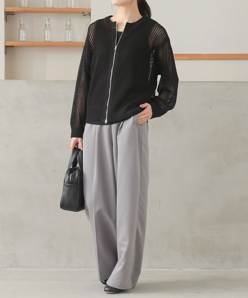 n'OrLABEL（ノアールレーベル）の「『ダブルジップ透かし編みニットカーディガン』（カーディガン/ボレロ・レディース・イエロー/ブラック/アイボリー/ブルー・2/1）」の18枚目の写真