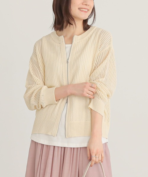 n'OrLABEL（ノアールレーベル）の「『ダブルジップ透かし編みニットカーディガン』（カーディガン/ボレロ・レディース・イエロー/ブラック/アイボリー/ブルー・2/1）」の10枚目の写真