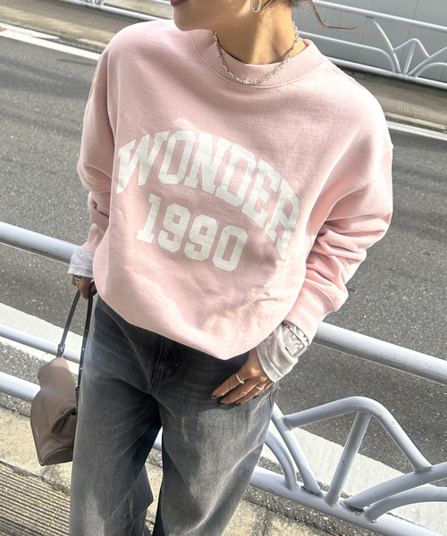 JOURNAL STANDARD（ジャーナルスタンダード）の「《追加2》ワンダーロゴスウェット（スウェット・レディース・アイボリー/ブラック系その他/ピンク・FREE）」の3枚目の写真