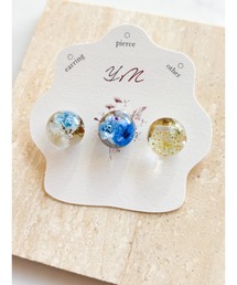 【YM】まるっとレジン×花 3粒セット サージカルステンレスピアス(MA)
