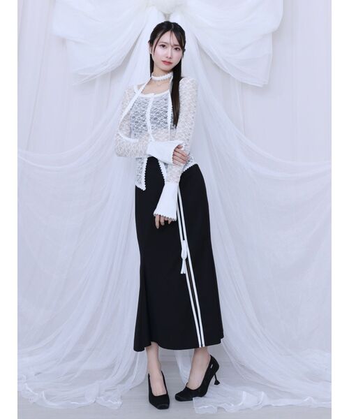 EATME（イートミー）の「ダブルラインマーメイドスカート（セットアップ可能）（スカート・レディース・ピンク/ベージュ/ブラック・FREE）」の6枚目の写真