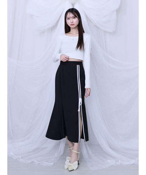 EATME（イートミー）の「ダブルラインマーメイドスカート（セットアップ可能）（スカート・レディース・ピンク/ベージュ/ブラック・FREE）」の7枚目の写真