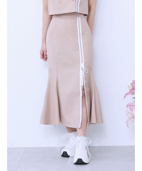 EATME（イートミー）の「ダブルラインマーメイドスカート（セットアップ可能）（スカート・レディース・ピンク/ベージュ/ブラック・FREE）」の12枚目の写真