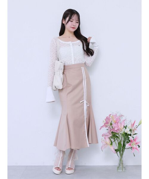 EATME（イートミー）の「ダブルラインマーメイドスカート（セットアップ可能）（スカート・レディース・ピンク/ベージュ/ブラック・FREE）」の14枚目の写真