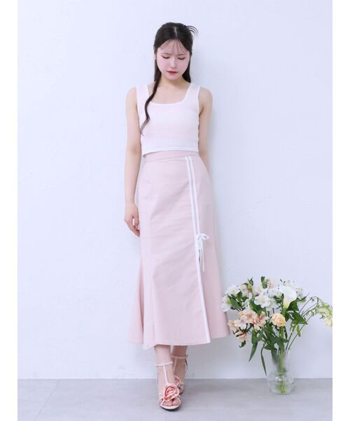 EATME（イートミー）の「ダブルラインマーメイドスカート（セットアップ可能）（スカート・レディース・ピンク/ベージュ/ブラック・FREE）」の19枚目の写真