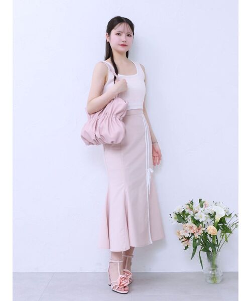 EATME（イートミー）の「ダブルラインマーメイドスカート（セットアップ可能）（スカート・レディース・ピンク/ベージュ/ブラック・FREE）」の22枚目の写真