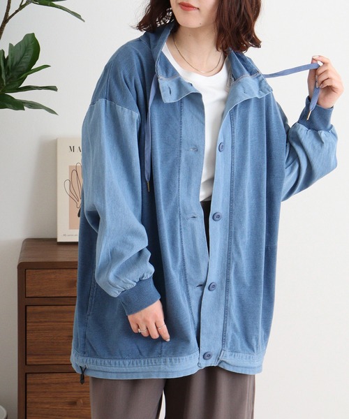 myke(ミーカ)の「myke インディゴ裏毛ブルゾン(ブルゾン・レディース・ブルー/ネイビー・M)」の1枚目の写真