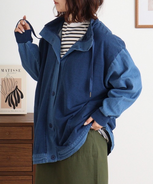 myke(ミーカ)の「myke インディゴ裏毛ブルゾン(ブルゾン・レディース・ブルー/ネイビー・M)」の3枚目の写真