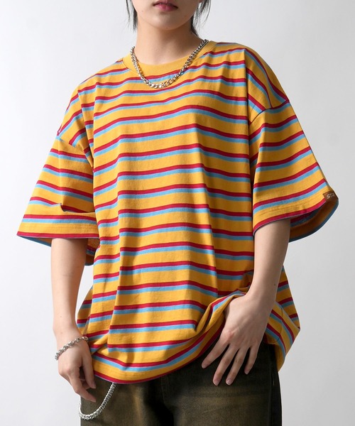 Tシャツ・カットソー Layered Short Sleeve T-Shirt セール】multi border short sleeve T-shirt/マルチボーダー