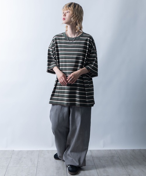 セール】old school jacquard border surf T-shirt/オールド